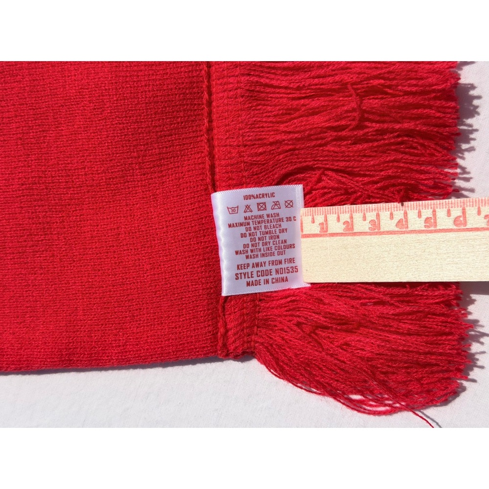 Arsenal FC Scarf Red White Striped Soccer Football Fringe Crest Fan Acrylic EPL - Picture 4 of 6